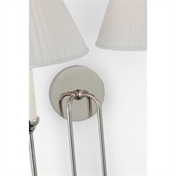 Visual Comfort Ingela White Silk Pleated Polished Nickel Double Armed Sconce|