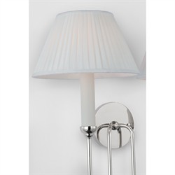 Visual Comfort Ingela White Silk Pleated Polished Nickel Double Armed Sconce|