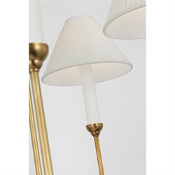 Visual Comfort Ingela White Silk Pleated Antique Brass Shaded Chandelier|