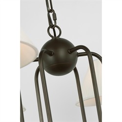 Visual Comfort Ingela White Silk Pleated Modern Iron Shaded Chandelier|