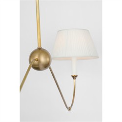 Visual Comfort Ingela White Silk Pleated Antique Brass Shaded Linear Chandelier|