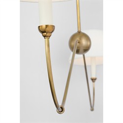 Visual Comfort Ingela White Silk Pleated Antique Brass Shaded Linear Chandelier|