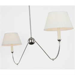 Visual Comfort Ingela White Silk Pleated Nickel Shaded Linear Chandelier|