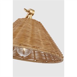 Visual Comfort Wimberley Natural Wicker Soft Brass Single Library Wall Light|