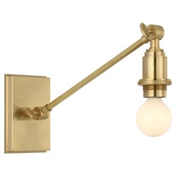Visual Comfort Wimberley White Silk Pleated Soft Brass Single Library Wall Light|
