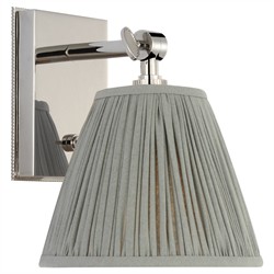 Visual Comfort Wimberley Blue Linen Pleated Polished Nickel Bedside Wall Light|