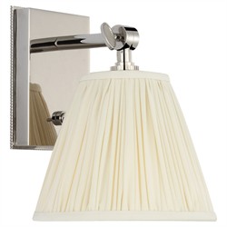 Visual Comfort Wimberley White Silk Pleated Polished Nickel Bedside Wall Light|
