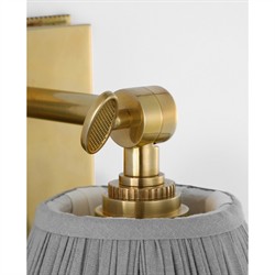 Visual Comfort Wimberley Blue Linen Pleated Soft Brass Bedside Wall Light|