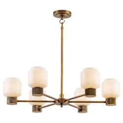 Marceau Updated Traditional White Opal Glass Shade Chandelier|