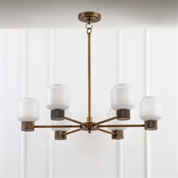 Marceau Updated Traditional White Opal Glass Shade Chandelier|