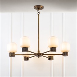 Marceau Updated Traditional White Opal Glass Shade Chandelier|