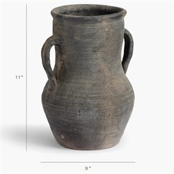 Laguna Traditional Antique Grey Terracotta Two-Handle Vase|