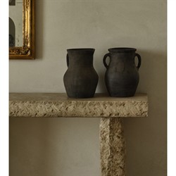 Laguna Traditional Antique Grey Terracotta Two-Handle Vase|