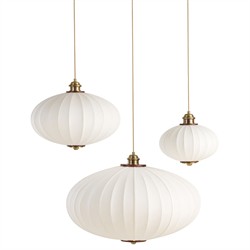 Elio Modern Antique Brass White Linen Globe Pendant - 16"|