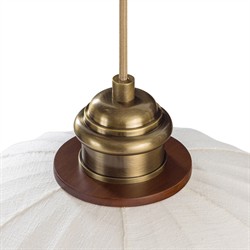 Elio Modern Antique Brass White Linen Globe Pendant - 16"|