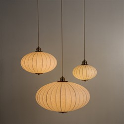 Elio Modern Antique Brass White Linen Globe Pendant - 16"|