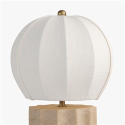 Portofino Coastal Natural Travertine White Linen Shade Table Lamp|