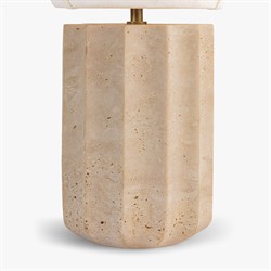 Portofino Coastal Natural Travertine White Linen Shade Table Lamp|