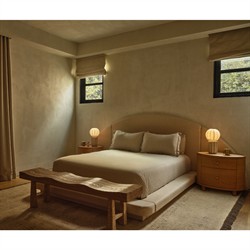 Portofino Coastal Natural Travertine White Linen Shade Table Lamp|