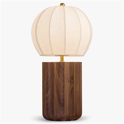 Portofino Coastal Brown Walnut White Linen Shade Table Lamp|