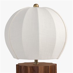 Portofino Coastal Brown Walnut White Linen Shade Table Lamp|