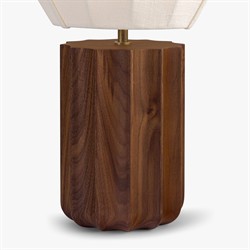 Portofino Coastal Brown Walnut White Linen Shade Table Lamp|