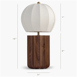 Portofino Coastal Brown Walnut White Linen Shade Table Lamp|