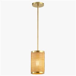 Sorella Coastal Beach Gold Metal Natural Rattan Shade Pendant|