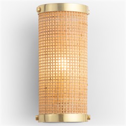 Sorella Coastal Beach Gold Accent Natural Rattan Sconce|