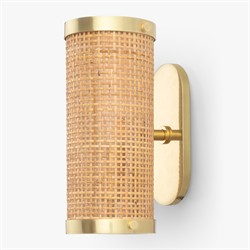 Sorella Coastal Beach Gold Accent Natural Rattan Sconce|