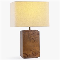 Bennett Modern Classic Dark Brown Burl Wood Table Lamp|