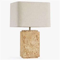 Bennett Modern Classic Light Brown Burl Wood Table Lamp|