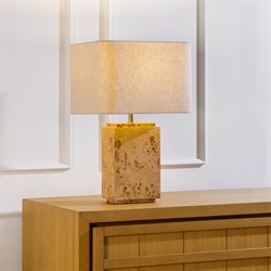 Bennett Modern Classic Light Brown Burl Wood Table Lamp|