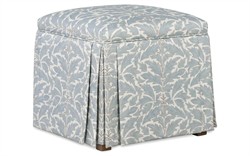Minna Blue Porcelain Cotton Weave Ottoman|