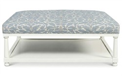 Hollis Blue Porcelain Cotton Weave Square Ottoman|