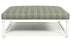 Hollis Basil Stripe Square Ottoman|