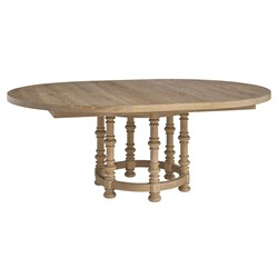 Ennisbrook Updated Traditional Brown Oak Wood Round Extendable Dining Table - 60-82"|