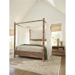 Elias Coastal Beach Brown Rattan Canopy Bed - Queen|