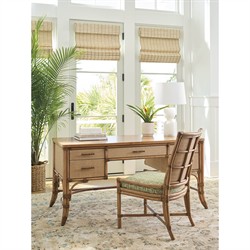 Noelle Coastal Beach Brown Rattan Desk|
