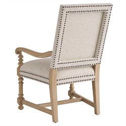 Anderson Updated Traditional Beige Performance Nailhead Dining Arm Chair|