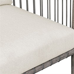 Dara Coastal Beach Grey Mahogany Wood Rope Outdoor Dining Arm Chair|