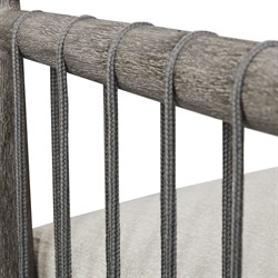 Dara Coastal Beach Grey Mahogany Wood Rope Outdoor Dining Arm Chair|