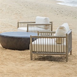 Dara Coastal Beach Grey Mahogany Wood Outdoor Lounge Chair|