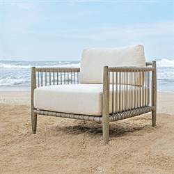 Dara Coastal Beach Grey Mahogany Wood Outdoor Lounge Chair|