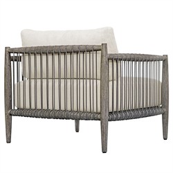 Dara Coastal Beach Grey Mahogany Wood Outdoor Lounge Chair|