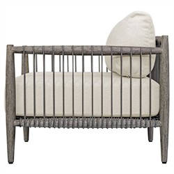 Dara Coastal Beach Grey Mahogany Wood Outdoor Lounge Chair|