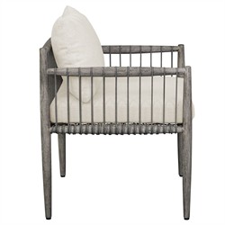 Dara Coastal Beach Grey Mahogany Wood Rope Rectangular Outdoor Ottoman|