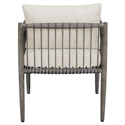 Dara Coastal Beach Grey Mahogany Wood Rope Rectangular Outdoor Ottoman|