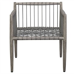 Dara Coastal Beach Grey Mahogany Wood Rope Rectangular Outdoor Ottoman|