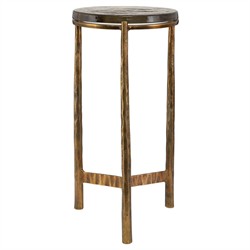 Everly Modern Classic Antique Brass Aluminum Outdoor Drink Table|